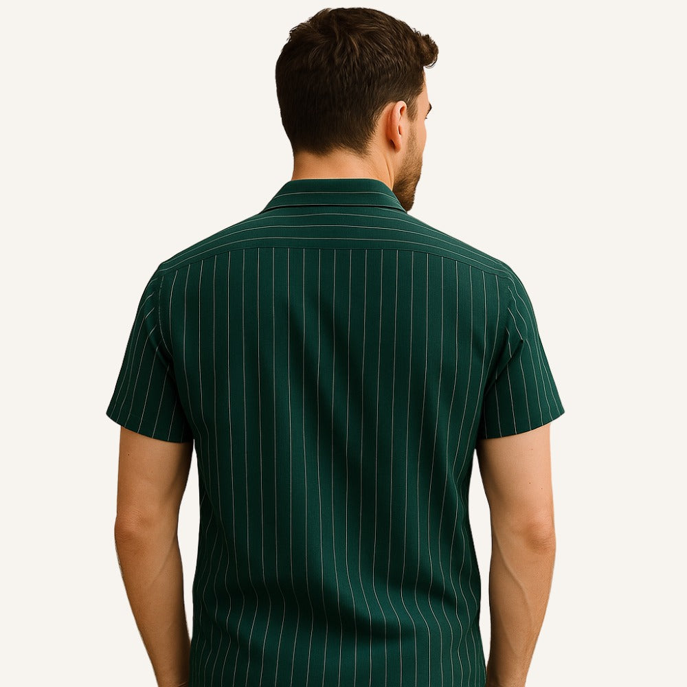 Camisa Masculina Listrada Old Money Verde Nautic
