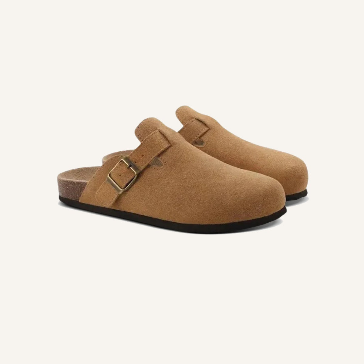 Sandalia Clog de Camurca Portofino marrom claro