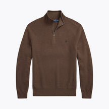 Mesh-Knit Cotton Quarter-Zip Sweater
